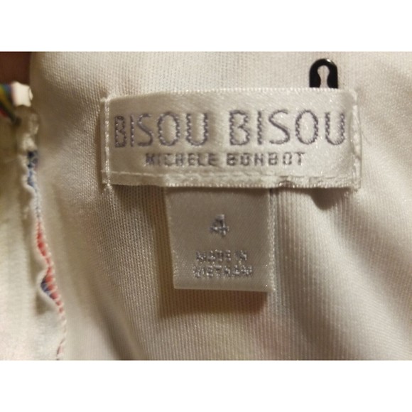 Bisou Bisou Dress Womens Size 4 Chiffon Cold Shoulder Multicolor Lined - Picture 14 of 15